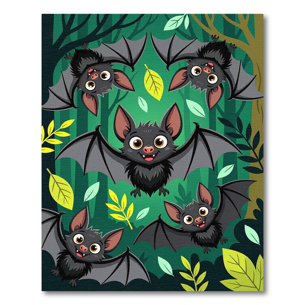 Whimsical Cute Bat Forest Woodland Rug