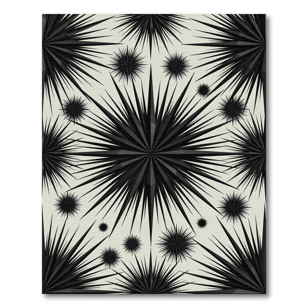 Black Spiky Starburst Geometric Rug