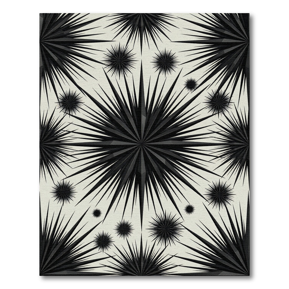 Black Spiky Starburst Geometric Rug