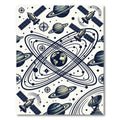 Retro Navy Celestial Planet Space Orbit Rug