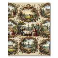 Gilded Rococo Landscape Courtiers Garden Rug
