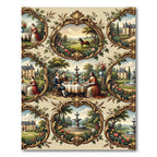 Gilded Rococo Landscape Courtiers Garden Rug
