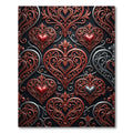 Ornate Red Heart Filigree Swirls Rug