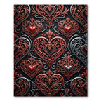 Ornate Red Heart Filigree Swirls Rug