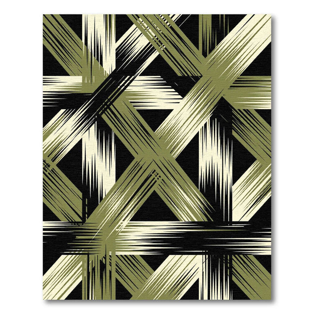 Olive Khaki Intersecting Linear Abstract Rug