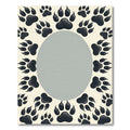 Minimalist Gray Animal Paw Border Rug