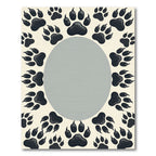 Minimalist Gray Animal Paw Border Rug