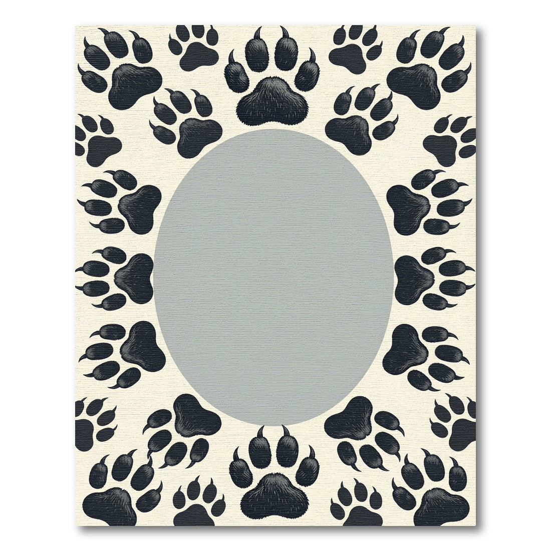 Minimalist Gray Animal Paw Border Rug