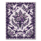 Vintage Purple Rose Bouquet Frame Rug