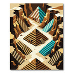 Geometric Step Pyramid Sandstone Staircase Rug