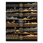 Golden Desert Camel Caravan Compass Rug