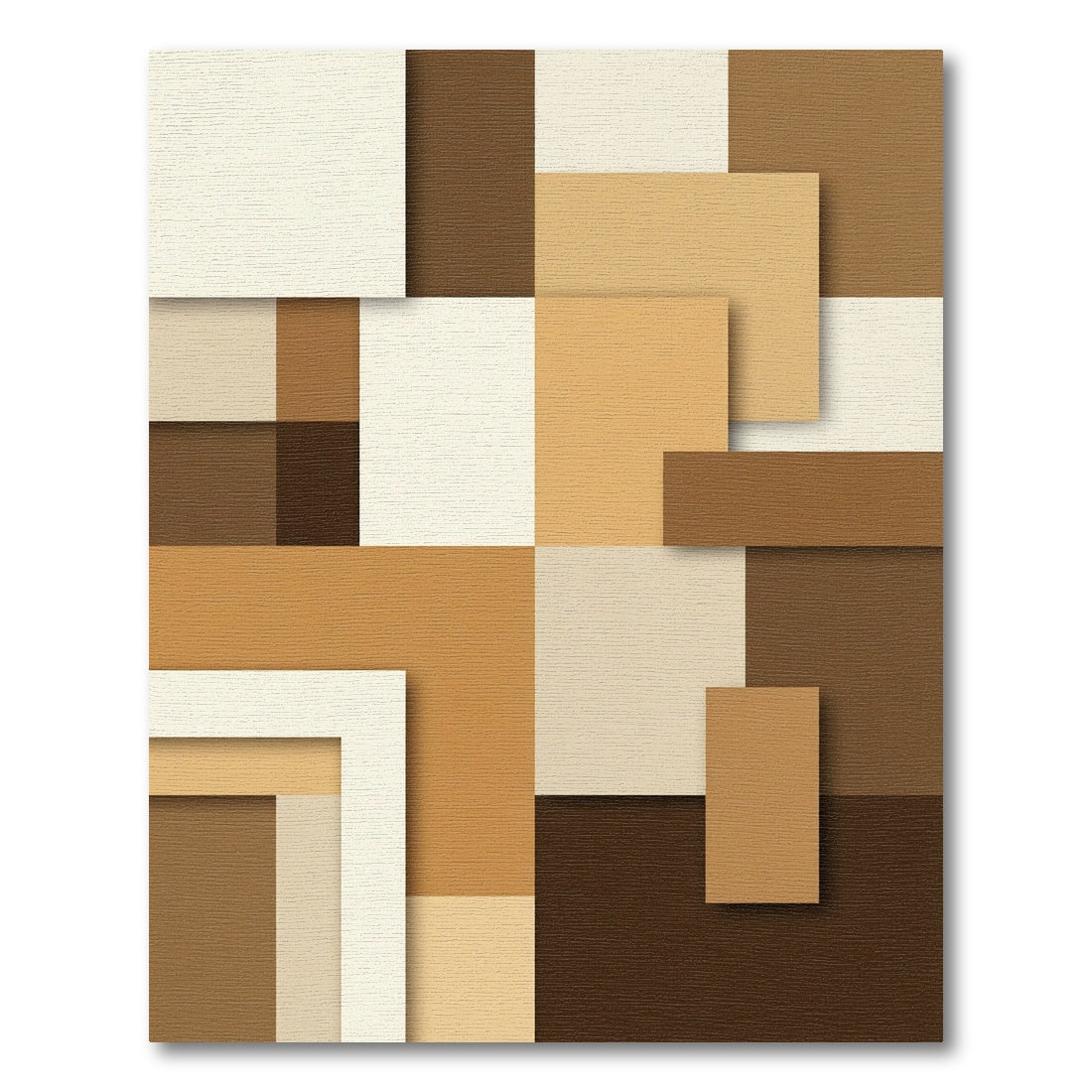 Earthy Tones Geometric Layered Squares Rug