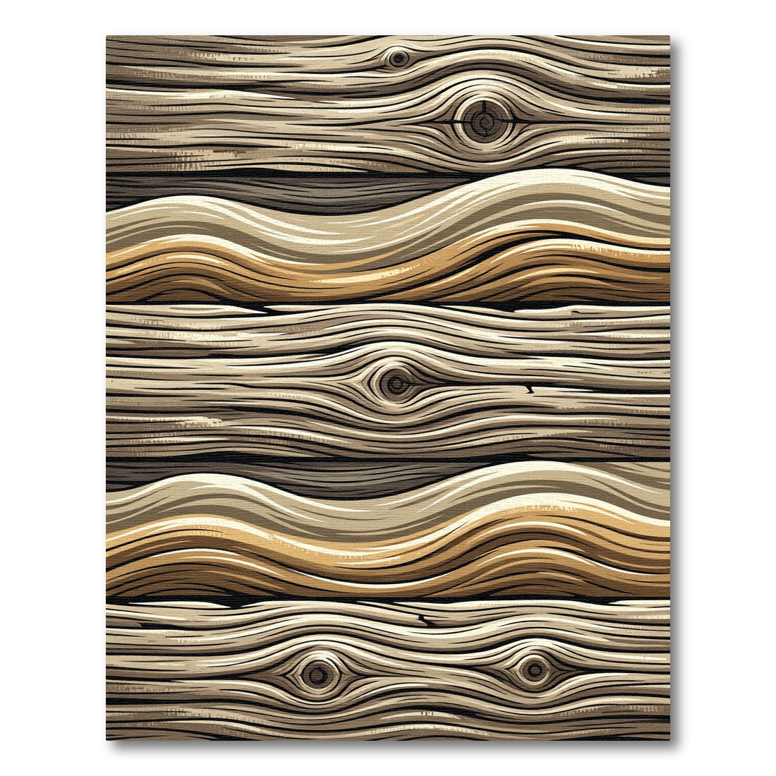 Rustic Natural Wood Grain Wave Rug