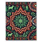 Green Folk Art Star Wilderness Meadow Rug