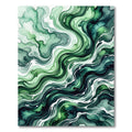 Emerald Green Abstract Ripple Flow Rug