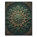 Ornate Emerald Gold Sculpted Lotus Medallion Rug