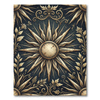 Golden Celestial Sun Medallion Flourish Rug