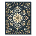 Elegant Golden Floral Scrollwork Rug
