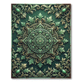 Ornate Emerald Leaf Scrollwork Rug