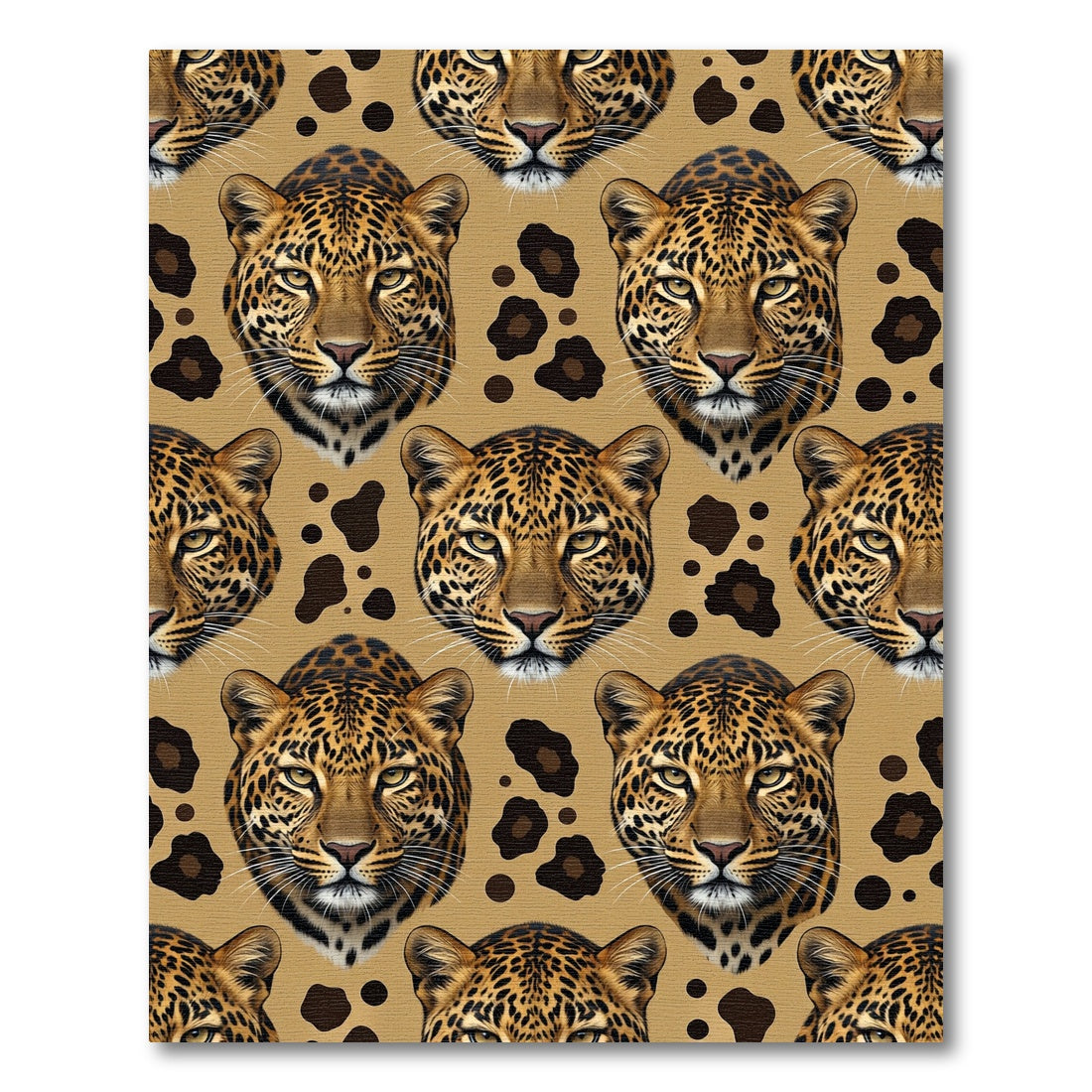 Golden Leopard Face Animal Spot Rug