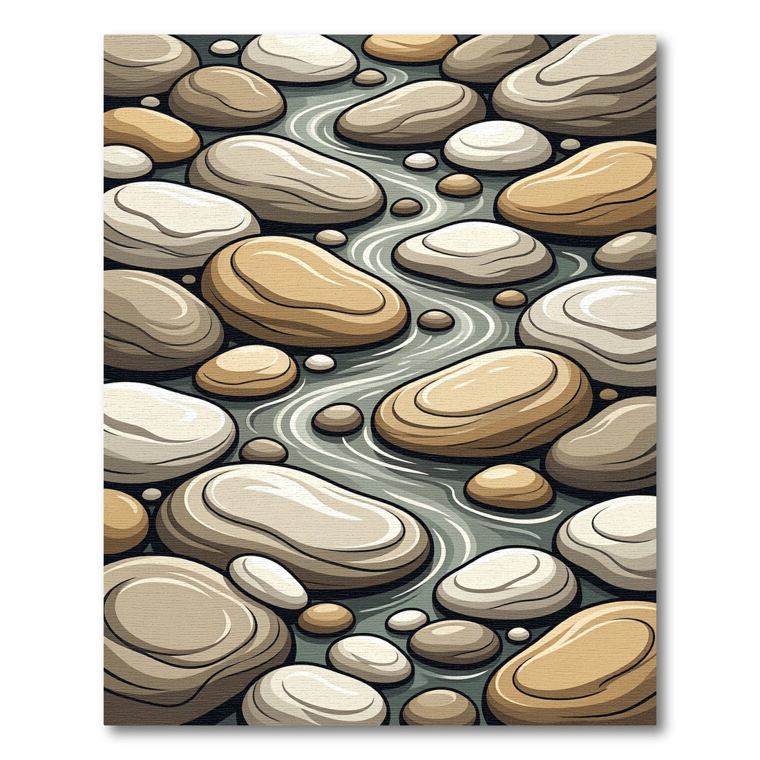 Earthy Tones River Stone Stream Rug