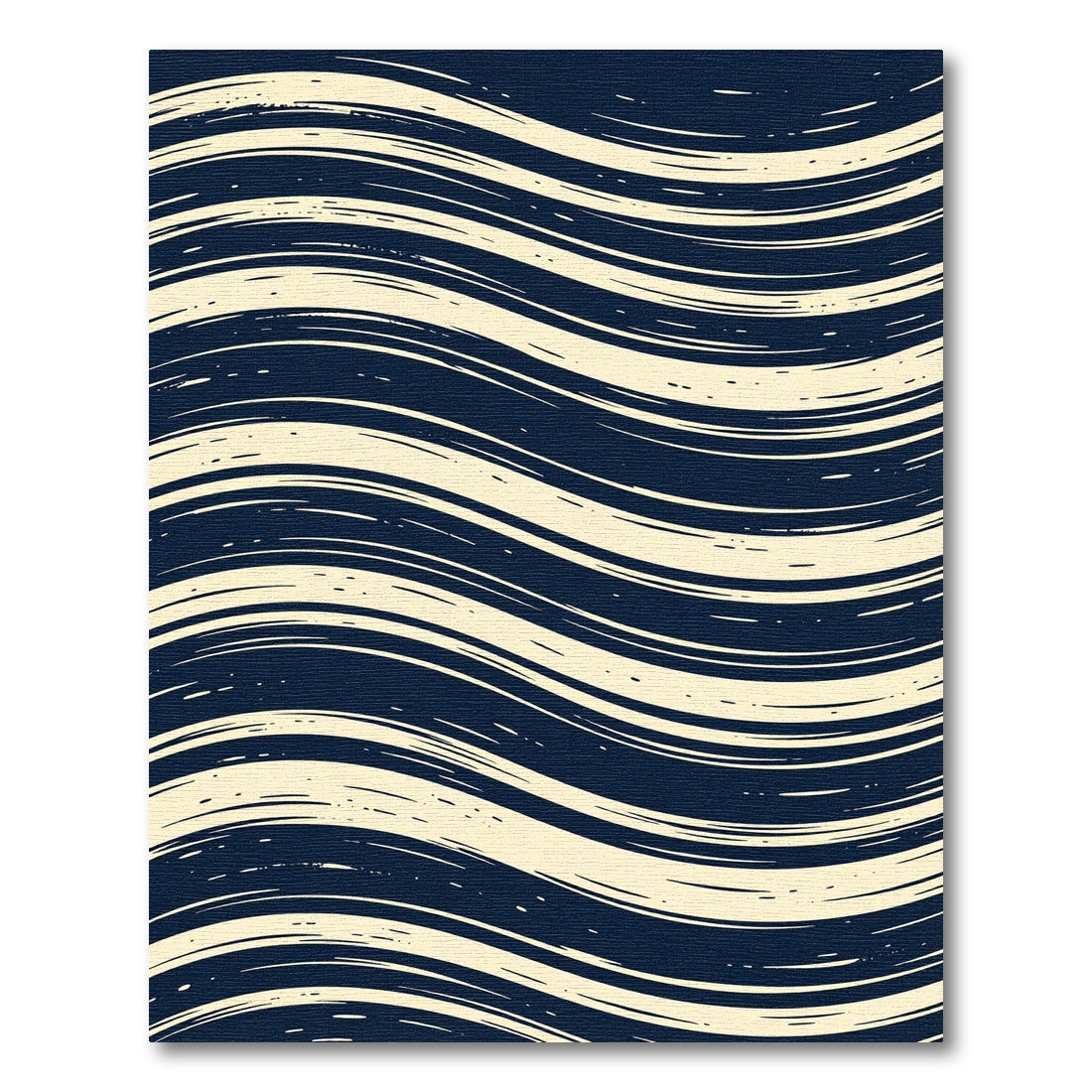 Navy Cream Organic Wavy Lines Rug