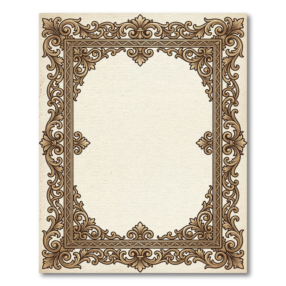 Ornate Gold Scrolling Acanthus Leaf Frame Rug