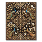 Golden Peacock Floral Regal Composition Rug