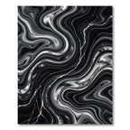 Black White Swirling Marble Vein Rug