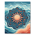 Radiant Solar Mandala Coastal Wave Art Rug