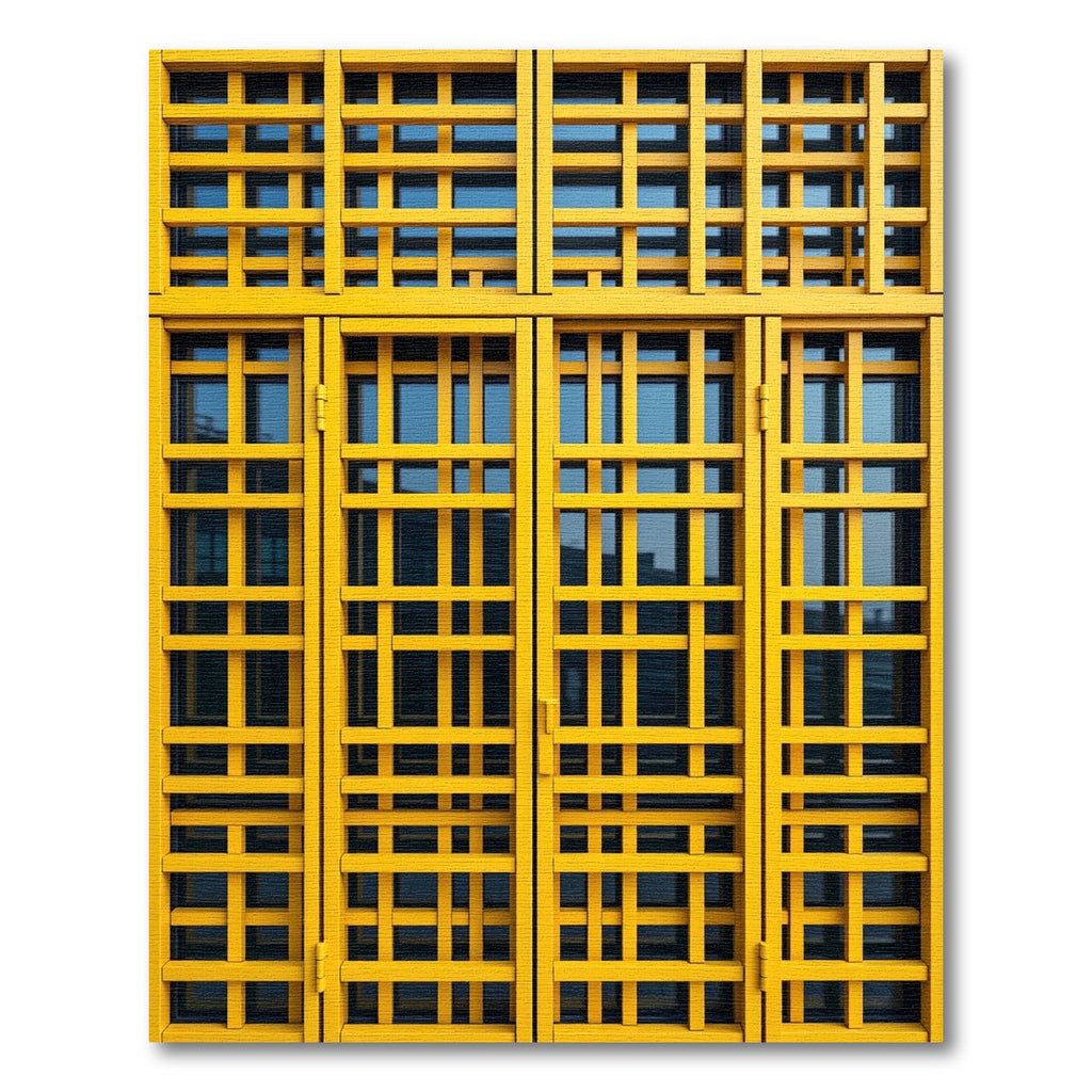 Bold Golden Yellow Lattice Grid Rug