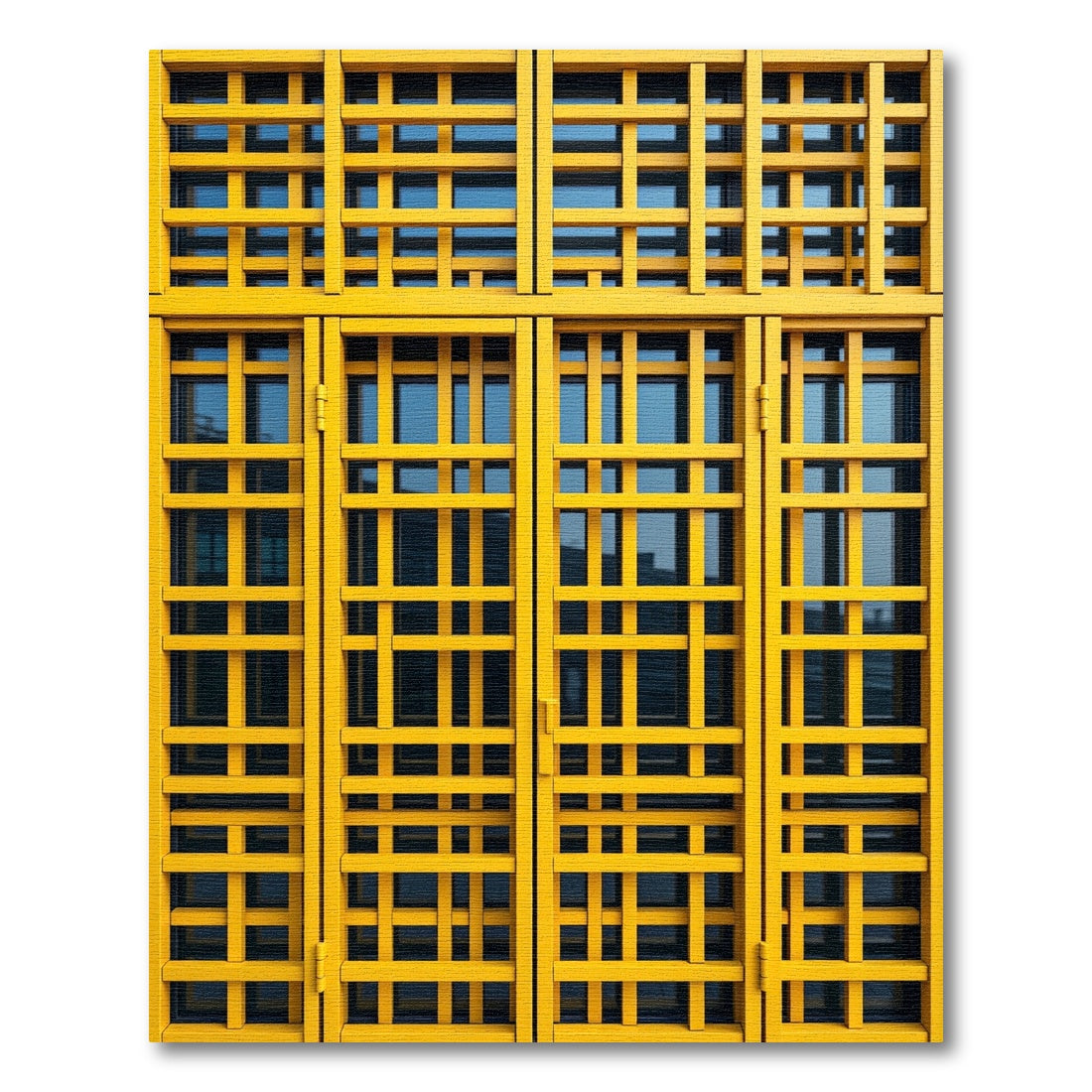 Bold Golden Yellow Lattice Grid Rug
