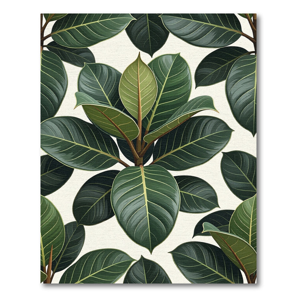 Lush Green Tropical Rubber Plant Leaf Rug