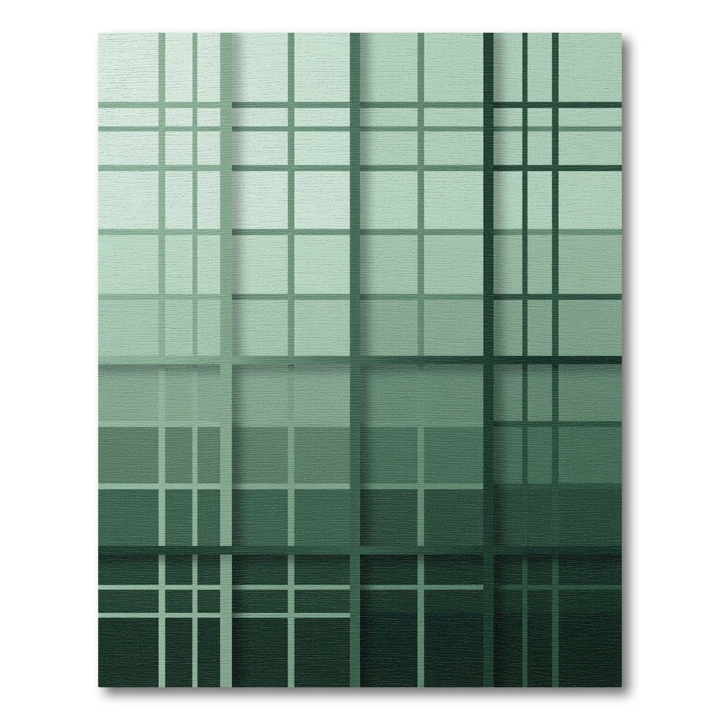 Green Gradient Plaid Grid Rug