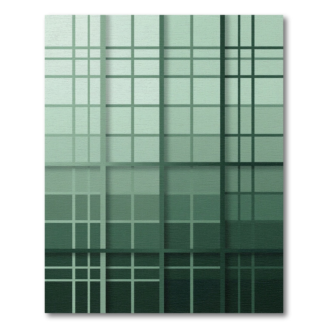 Green Gradient Plaid Grid Rug