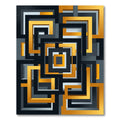 Golden Black Geometric Labyrinth Rug