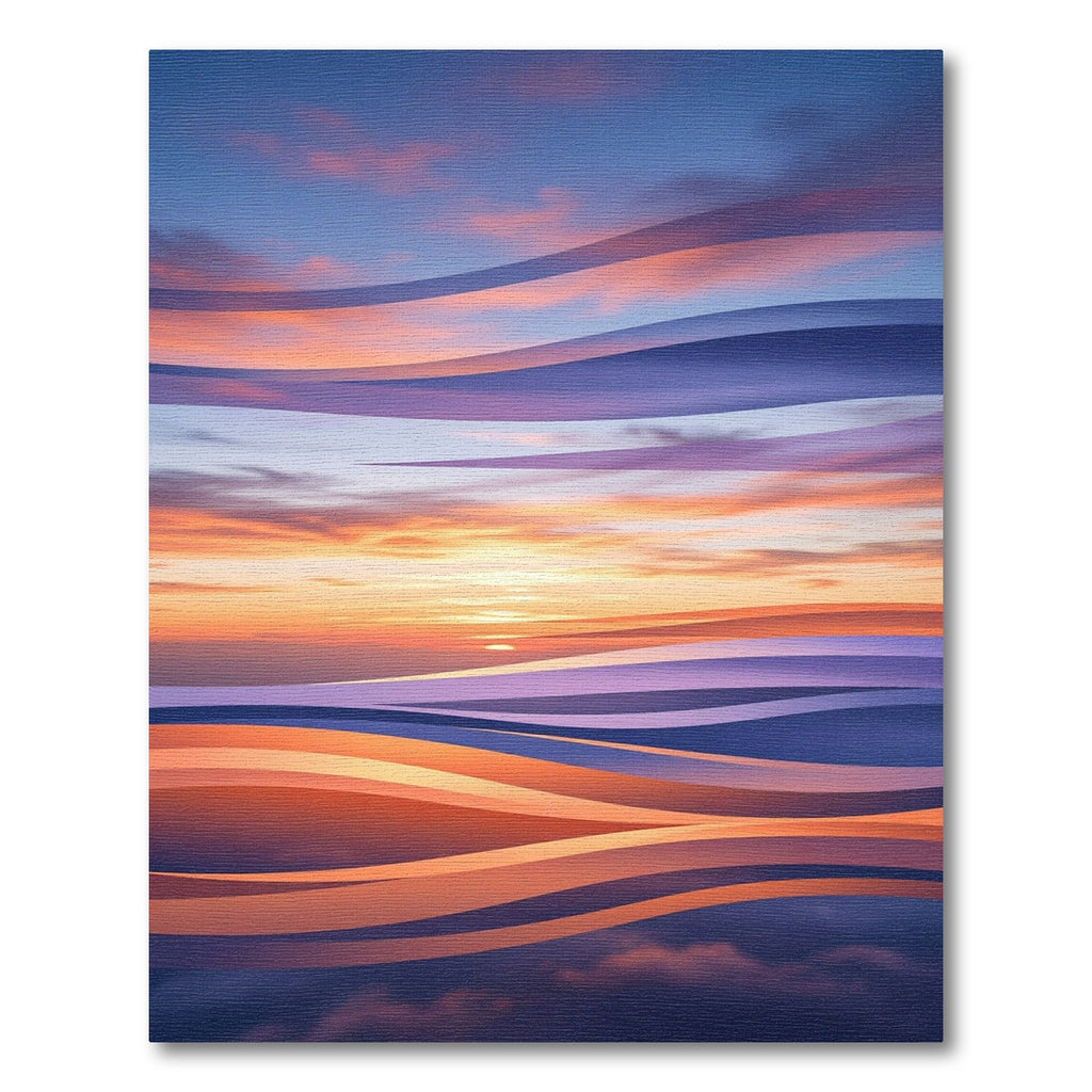 Sunset Horizon Wavy Abstract Area Rug