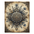 Antique Gold Navy Floral Medallion Rug