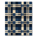 Modern Navy and Cream Plaid Grid Rug