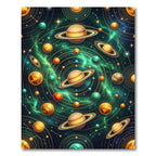 Celestial Orbits Golden Solar System Rug