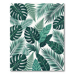 Deep Green Tropical Leaf Collage Rug