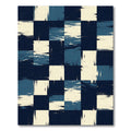 Abstract Indigo Navy Checkered Textured Area Rug