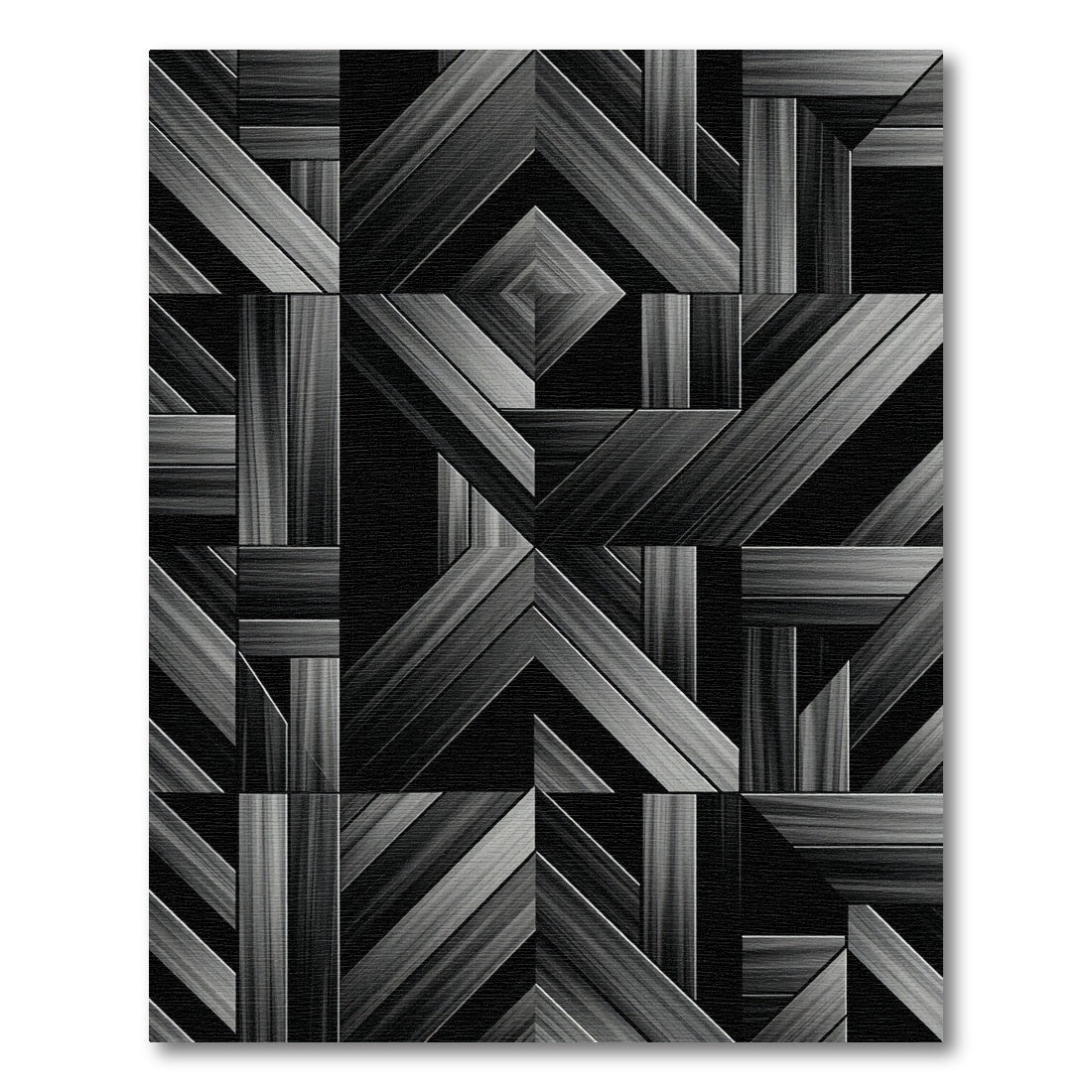 Monochrome Geometric Linear Abstract Art Rug