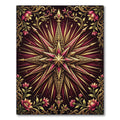 Gilded Crimson Filigree Star Floral Rug