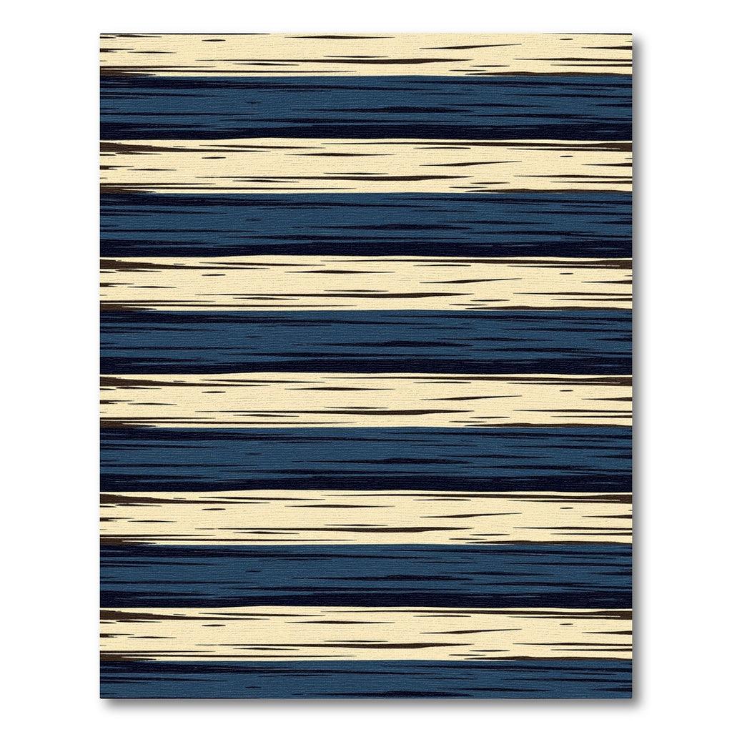 Navy and Cream Distressed Horizontal Stripe Rug