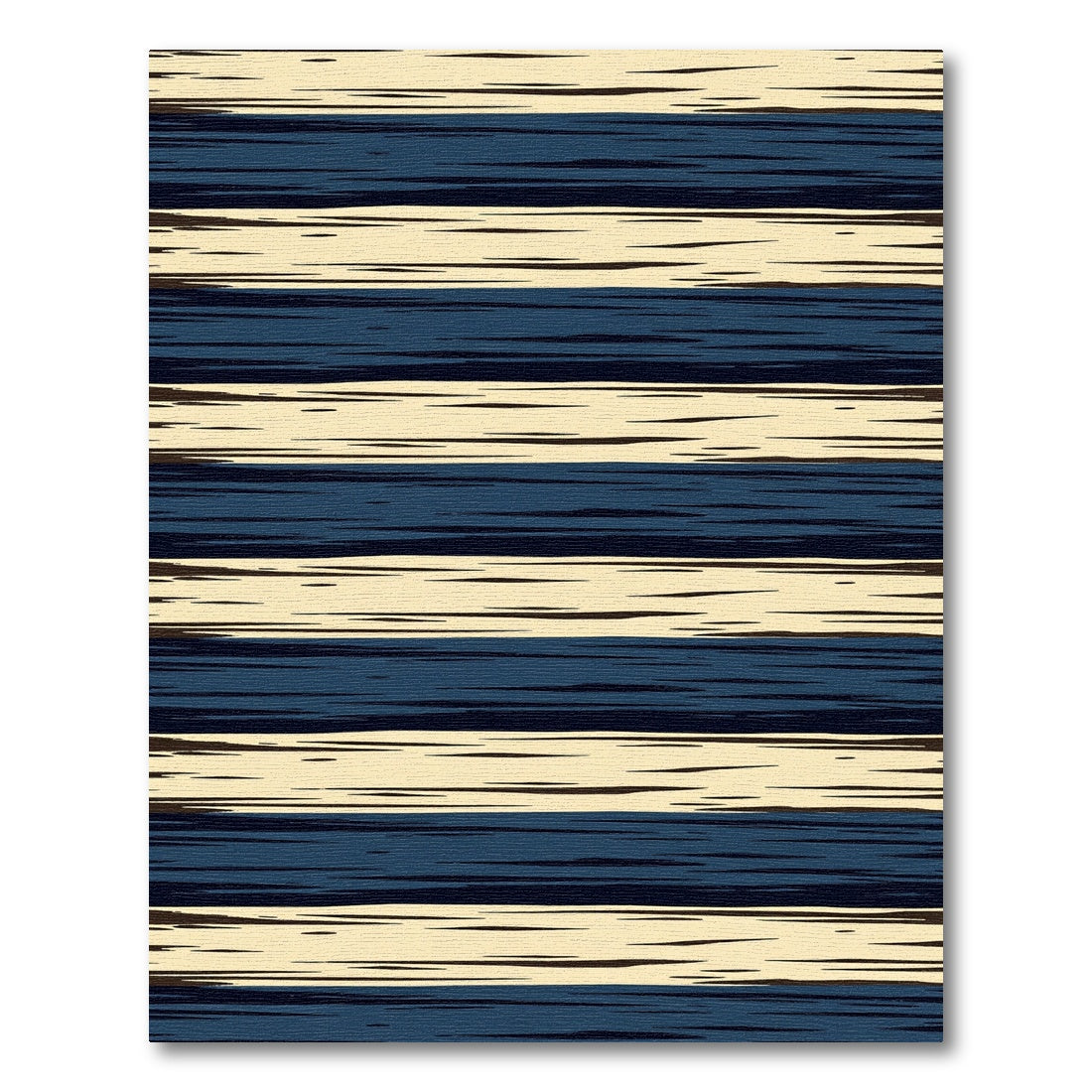 Navy and Cream Distressed Horizontal Stripe Rug