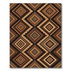 Rustic Earth Tones Geometric Diamonds Rug