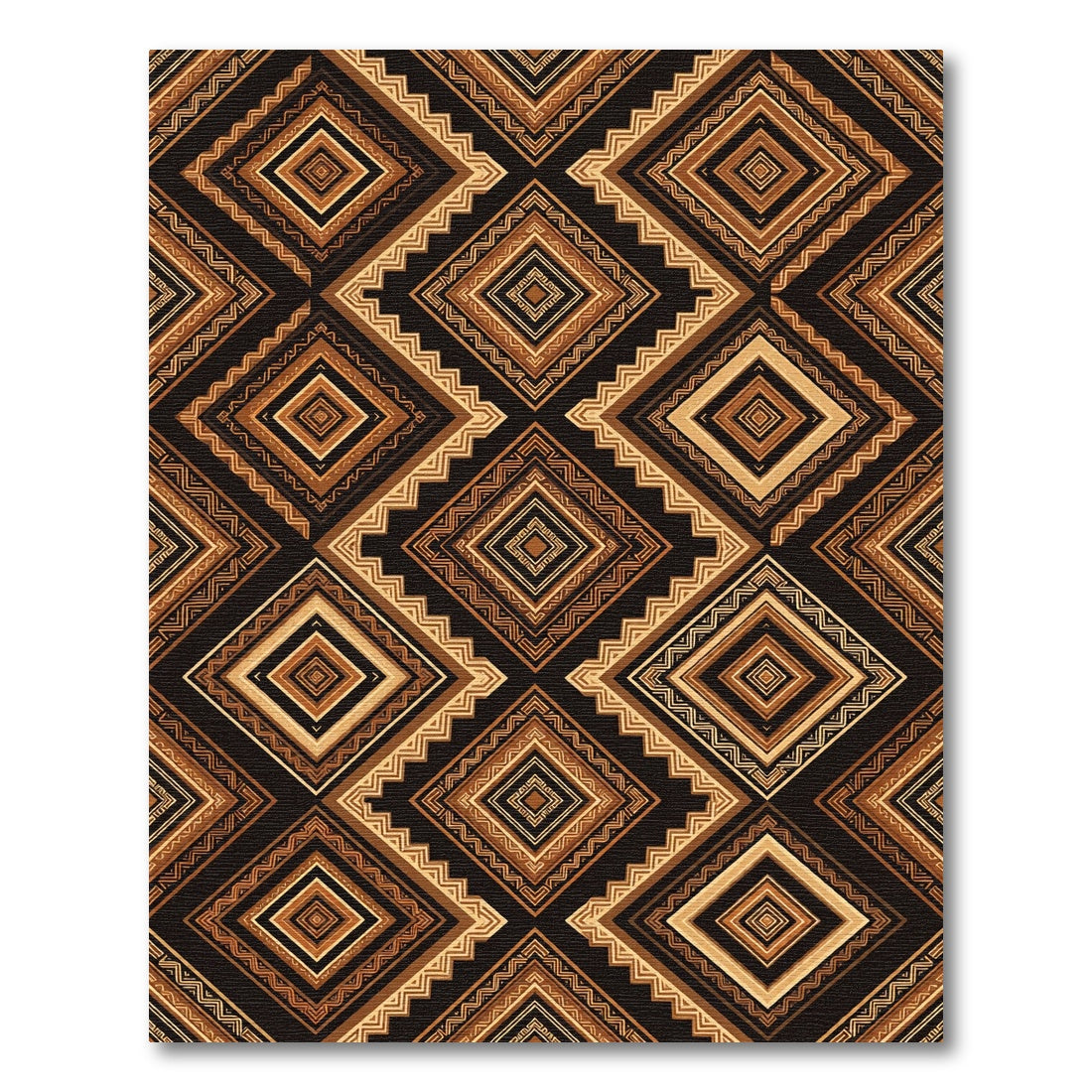 Rustic Earth Tones Geometric Diamonds Rug