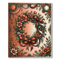 Vintage Terracotta Floral Wreath Frame Rug