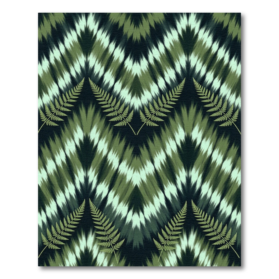 Earthy Fern Tie Dye Chevron Rug